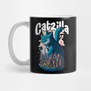 Catzilla Unleashed Funny Cartoon-Style Feline Mug